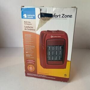 Comfort Zone 1500W Compact Ceramic Heater Small Room Under Desk Used Box GUC
